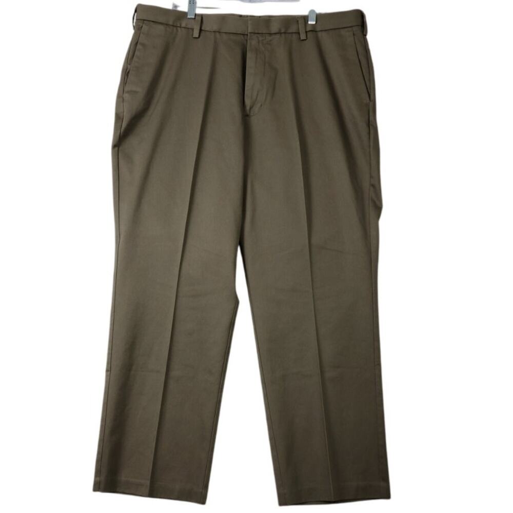 Dockers D3 Premium Classic Pants 100% Cotton Flat Front Dark Khaki Men 40 X 30